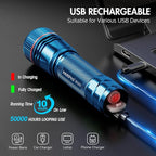 WdtPro Rechargeable Flashlights High Lumens, 2 Pack Super Bright LED Small Tactical EDC Flashlight with 10H Runtime, Portable Flash light for Camping, Home, Emergency Essentials Blue(Battery Included)