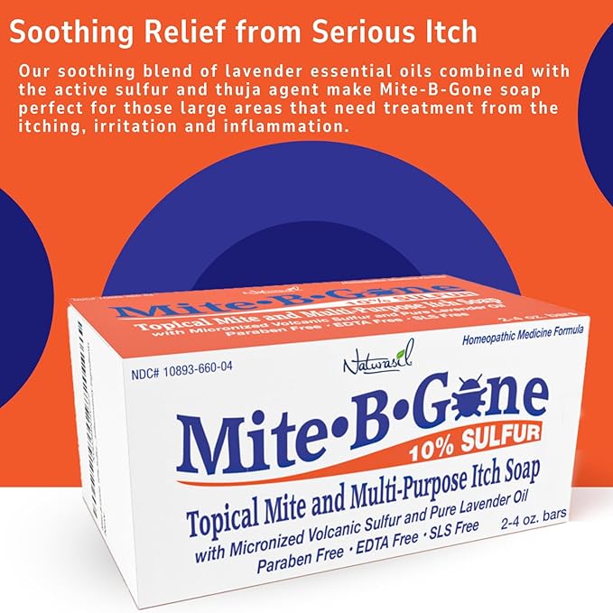 Relief Soap - Fast Anti-Itch Soaps for Human Mites, Insect & Mosquito Bites, Itching & Discomfort | Kid Safe | Effective for All Skin Types | 4 oz Bars (2)