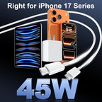 iPhone 17 16 Pro Max Charger Fast Charging, 45W USB C iPhone 17/16 Super Fast Charger Block with 10ft Long Type C Charging Cable Cord for iPhone 17 Pro Max/17 Pro/Air/17/16/16Pro/16ProMax/Plus/15/S25