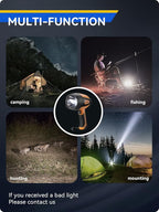 Durapower Rechargeable Spotlight, 500 Lumens LED Spotlight Flashlight, IPX2 Waterproof Handheld Spot Light for Indoor Outdoor Farm Camping Emergency (Orange)