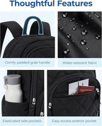 BAGSMART Travel Laptop Backpack, College Backpack for Women, Quilted Small Computer Bookbag, Water-Resistant 15.6 Inch Laptop Casual Bag, Black