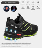 Mens Trail Running Shoes Waterproof Non-Slip Hiking Walking Sneakers for Outdoor Trailing Trekking Camping Quest Black