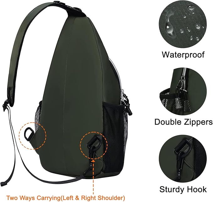 MOSISO Sling Backpack, Multipurpose Crossbody Shoulder Bag Travel Hiking Daypack