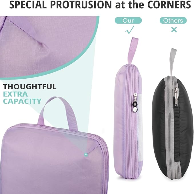 Expandable Compression Packing Cubes for Suitcases,6 Set Lightweight Compressible Travel Packing Organizer for Carry on Suitcase,Organizer Bags Set as Travel Essentials for Women