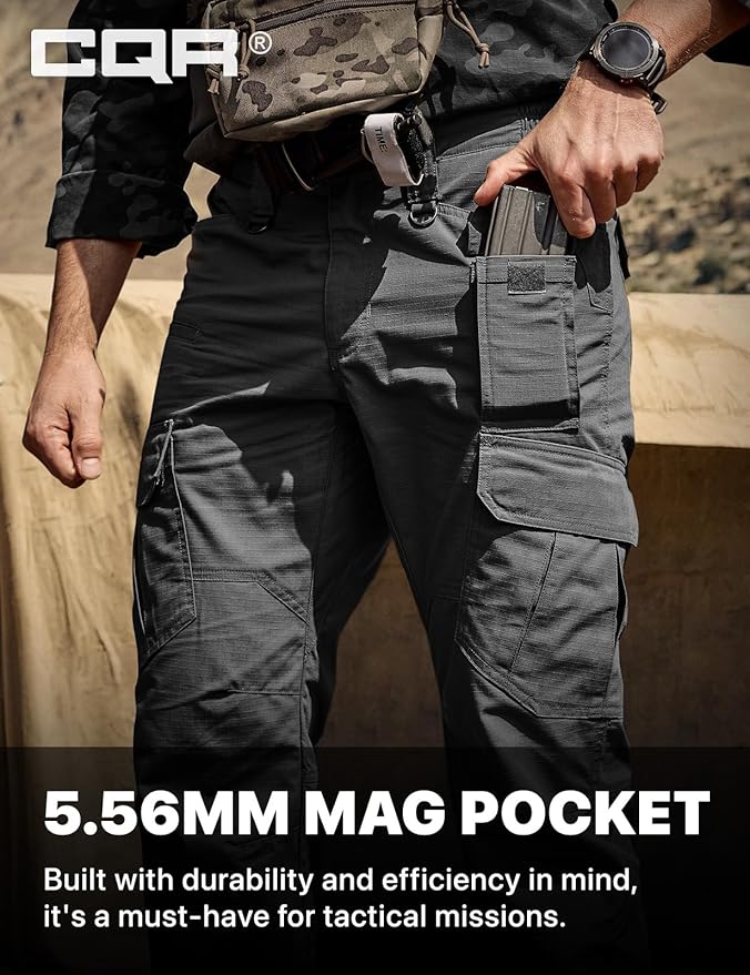 CQR Men's Tactical Pants, Water Resistant Ripstop Cargo Pants, Lightweight EDC Work Hiking Pants, Outdoor Apparel