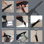 7 in 1 Pocket Knife Multitool,Stainless Steel Pocket Knife with Scissors,Bottle Opener,Can Opener,Corkscrew,Knife,Blade, Multi tool Pocket Knife for EDC Outdoor Camping, Fishing, Survival, Hiking