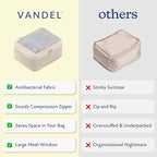 VANDEL Space-Saving Compression Packing Cubes for Kids + Women, Compressible Carry On Suit Case Organizer Luggage Kids Packing Cubes for Baby Bag Organizer Pouches for Luggage, Treavel Suitcase Cube