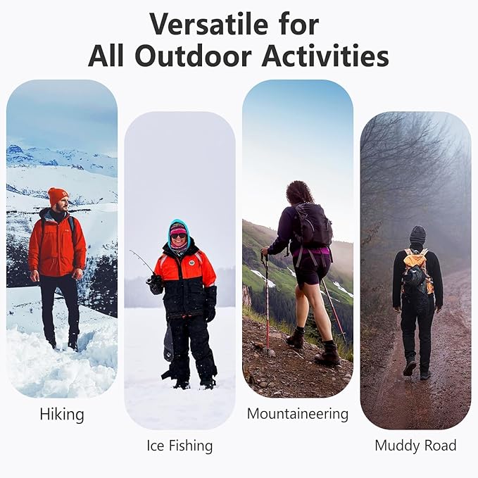 11 Spikes Crampons, Upgraded Version Stainless Steel Anti-Slip, Ice Cleats Grips for Hiking Shoes and Boots, Hiking Fishing Walking Mountaineering