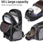 FENGDONG 50L Waterproof Lightweight Expandable Hiking,Camping,Travel Backpack with Shoes Compartment for Men Women Black