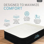 RestElevated Luxury Pillow Top Queen Size Air Mattress with Built in Pump | 20" Raised Height with Coil Beam Support | Adjustable Blow Up Air Bed | for Home, Guests and Camping [Black with Cream Top]