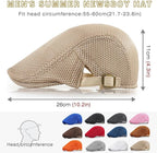 2 Pack Men's Mesh Cap Breathable Summer Newsboy Hat Adjustable Beret Ivy Cap Irish Cabbie Driving Hunting Hats