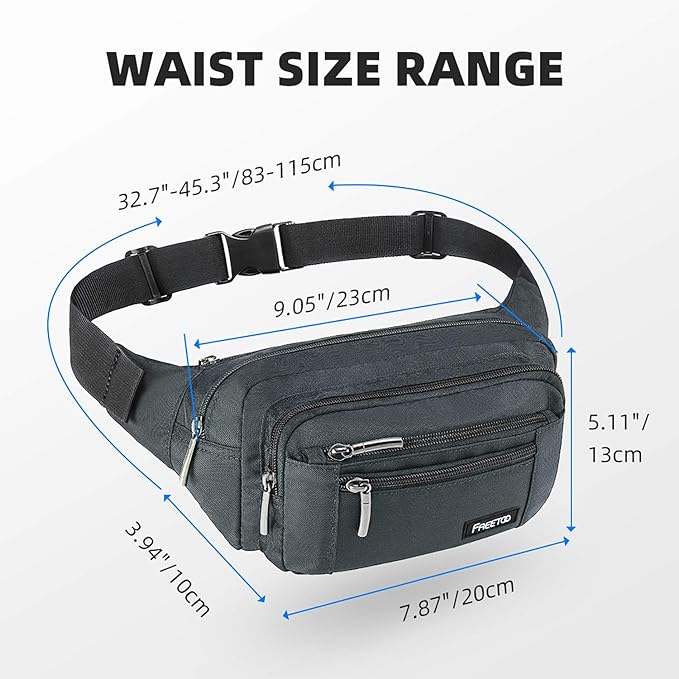 FREETOO Waist Pack Bag Fanny Pack for Men&Women Hip Bum Bag with Adjustable Strap for Outdoors Workout Traveling Casual Running Hiking Cycling