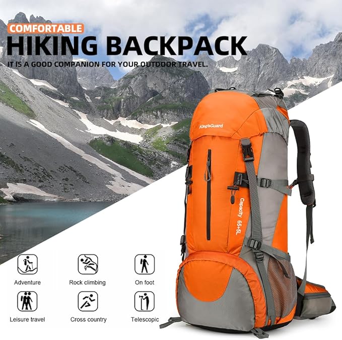 70L Camping Hiking Backpack with Rain Cover Waterproof Backpacking Backpack for Hiking Treeking Climbing Outdoor