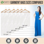 PARTY BARGAINS 60 x 24 Inch Disposable Clear Garment Bags, 100 Pack – Heavy-Duty Plastic Clothes Covers for Suits Dresses Coats, Closet & Travel