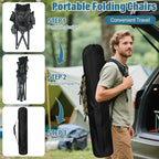 Oversized High-Back Camping Chairs with Pillow, Dual Cup Holders & Cooler Bag - Heavy Duty Foldable Outdoor Chair for Adults, Picnic, Fishing, Backyard, Sports （BlackGrey）