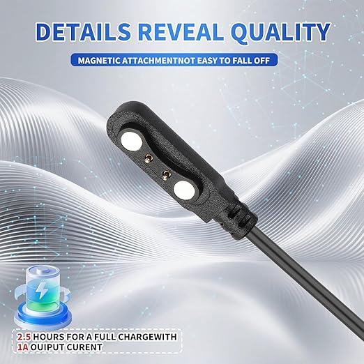 USB C for Smart Watch Charger Cable 2 Pin Cord,Replacement Charger for Smart Watch, Fitness Tracker, Charger Contact pin spacing Compatible 4mm (2)
