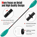 Kayak Paddles with Fiberglass Shaft and Reinforced PP Blade, Floating Adjustable Kayaking Oars, 3 Piece, 220-240 cm/86-94 Inches, 240-260 cm/94-102 Inches