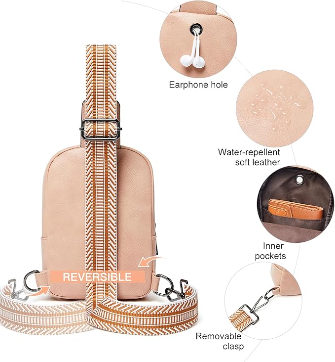 3L SMALL Sling Bag Fanny Packs For Women Men Mini Crossbody Chest Belt Travel Bag Purse Handbag Faux Leather Fashion Cute Light Grey