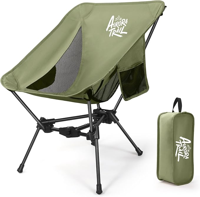 Ultralight Backpacking Chair,2.2lb Compact Folding Camping Chair,Supports 300lbs,Portable Travel & Hiking Chair,Lightweight Design,Perfect for Hiking Gear, Picnics and Traveling, (Green)