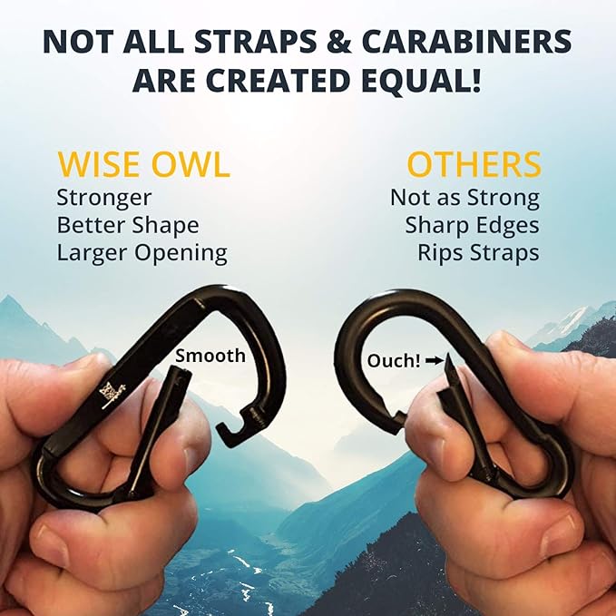 Wise Owl Outfitters Hammock Straps for Trees – 10ft Heavy-Duty Tree Hanging Kit with Carabiners, 38 Loops & Hooks – Essential Hammock Accessories for Camping