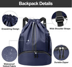 Hoedia Sports Drawstring Backpack - String Swim Gym Bag with Shoes Compartment and Wet Proof Pocket for Women and Men