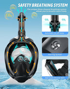 Zenoplige Full Face Snorkel Mask Adults,Dry-Top Snorkeling Gear with Camera Mount,Foldable 180-Degree Panoramic Scuba Mask for Snorkeling Diving Swimming Travel,Snorkel Mask Anti-Fog & Anti-Leak