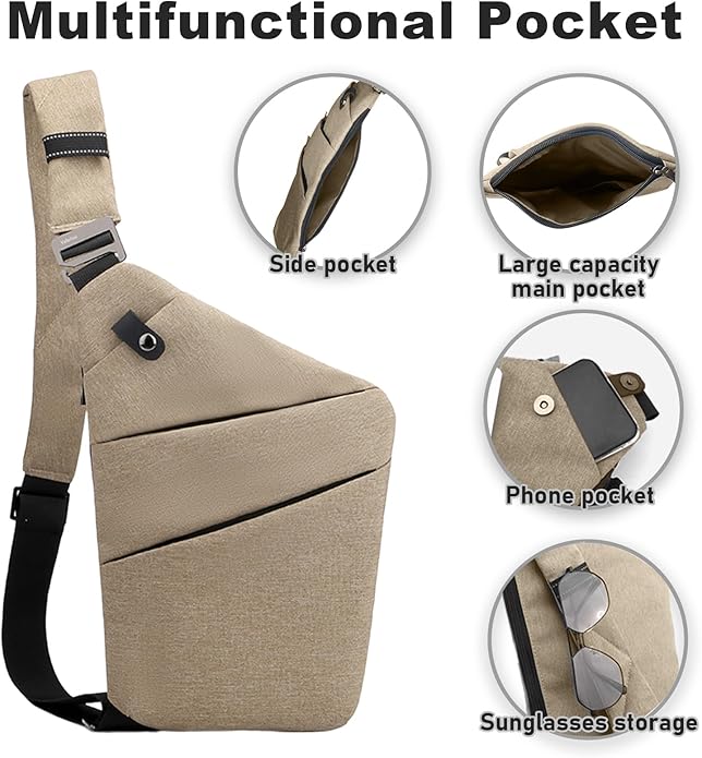 Anti Theft Travel Bag, One Shoulder Large Capacity Cross-body Bag Chest Fashion Lightweight Sling Bags for Travel Sports