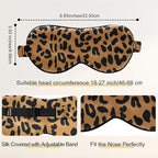 ZIMASILK Adjustable 100% 22 Momme Mulberry Silk Sleep Mask for Sleeping, Filled with Premium Mulberry Silk, Softest & Breathable Eye Sleeping Mask (Leopard-Black Golden)