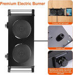 Hot Plate, 2000W Portable Electric Stove for Cooking with Stay Cool Handles & 5 Levels Adjustable Temperature, Countertop Double Coil Burner for RV Home Camp Compatible for All Cookwares,Black