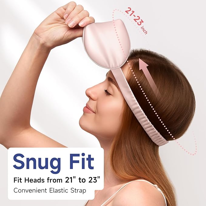 Umisleep 100% Pure Mulberry Silk Sleep Mask, 22 Momme 6A Soft & Smooth Fibers, Breathable Eye Mask for Women Men, Better Light Blocking Sleeping Mask with Travel Pouch, Elastic Strap Blindfold, Pink