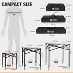 VILLEY Folding Camping Square Table with Carry Bag, Lightweight Aluminum Adjustable Square Table for Outdoor, Camping, Picnic, Backyards, BBQ, Medium