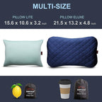 XL Inflatable Camping Pillow ELuxe w. Removable Padded Cover | X-Foam, Comfortable, Washable Ultralight Portable Neck Lumbar Support | Backpacking, Hiking, Travel, Air | X-Large (Ocean Blue)