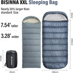 BISINNA XXL Sleeping Bag(90.55"x39.37") for Big and Tall Adults,3-4 Seasons Plus Size Warm and Comfortable Waterproof Lightweight Sleeping Bag Great for Camping Backpacking Hiking Indoor & Outdoor