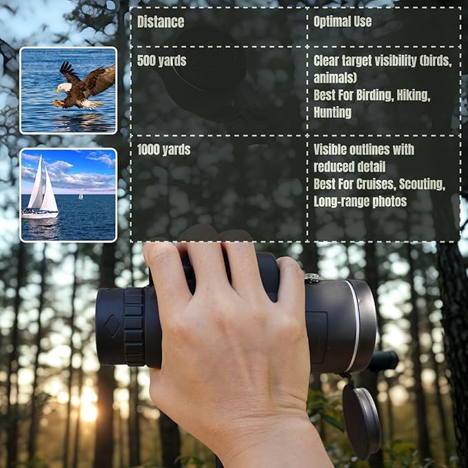 Monoculars for Adults High Powered 10x42 – Compact Waterproof Monocular Telescope with Tripod & Smartphone Adapter – Handheld Mini Pocket Telescope for Bird Watching, Hunting, Hiking, Travel & Gifts