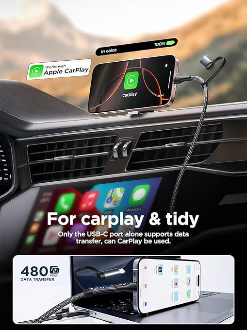 4 in 1 Charging Cable [2Pack 6.6FT] 60W Fast Charging Cord Apple MFi Certified Lightning Cable Nylon Braided Multi USB C Cable for iPhone 16/15 14 13 iPad Samsung Galaxy MacBook iPad Tablets and More