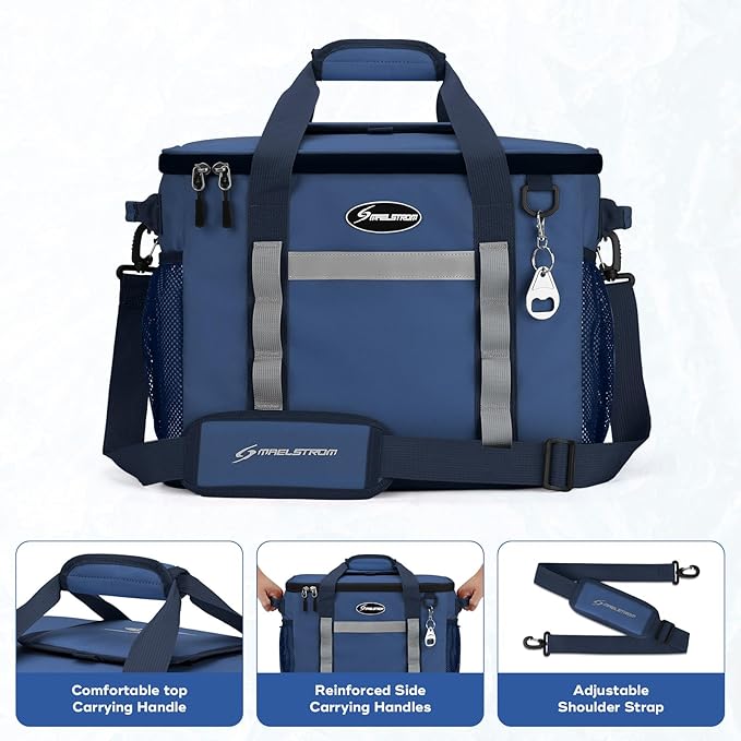 Maelstrom Collapsible Soft Cooler Bag, 24/30/60/75 Cans Beach Cooler, Ice Chest, Leakproof & Portable for Beach, Camping, Road Trips & Grocery Shopping
