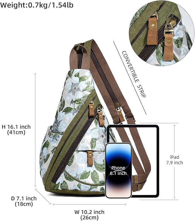 KL928 Canvas Sling Bag - Small Crossbody Backpack Shoulder Casual Daypack Rucksack for Men Women(Large Version)