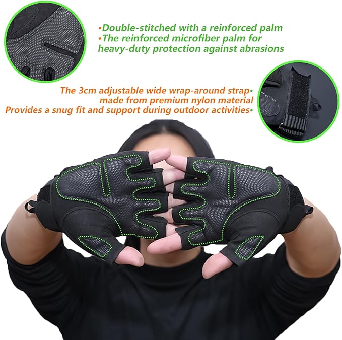 GCSIOM Tactical Fingerless Gloves Breathable, Non-Slip, Impact Resistant, Suitable for Outdoor Cycling, Motorcycle Riding, Rock Climbing