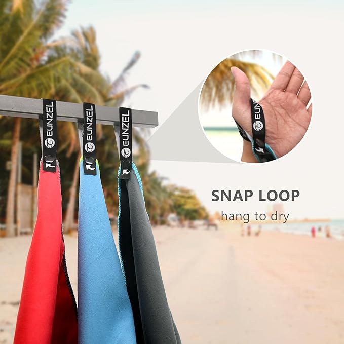 Eunzel 2 Pack Quick Dry Camping Towel, Microfiber Travel Towel 3 Size at 1 Pack,Fast Drying Towel Set for Camping, Beach, Gym, Sports, Yoga & Swimming Pool, Army Green/Orange