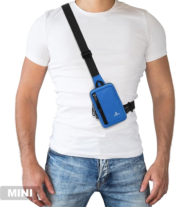Peicees Small Crossbody Bag for Men Women Mini Sling Bag Travel Running Phone Daypack Cross Body Shoulder Bags, 2 Sizes, Mini Navy Blue