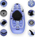10.2'x35''x8'' Inflatable Kayak with Detachable Seat, SUP-Kayak Set Includes Hand Pump/Aluminum Oar/Backpack, Inflatable Boat for Adults/Kids | for Fishing, Touring-Purple