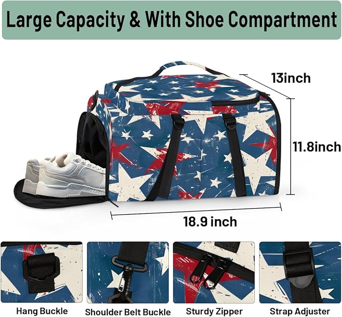 Gym Bag for Men Women with Shoes Compartment Duffle Bag for travel Hiking Waterproof Backpack Fitness Workout(Star)