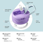 IDEUS Insulated Stainless Steel Water Bottle with 2 Leak-Proof Lids, Thermal Water Flask for Hiking Biking, 18oz, Violet