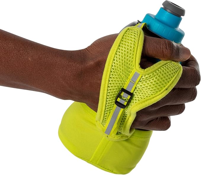 Nathan Running Handheld Water Bottle Adjustable No-Grip Quick Squeeze Lite Hand Strap. 12 oz Insulated Water Bottle. Reflective Hydration
