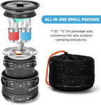 Odoland 16pcs Camping Cookware Mess Kit with Folding Camping Stove, Non-Stick Lightweight Pots Pan Set with Stainless Steel Cups Plates Forks Knives Spoons for Camping, Backpacking, Outdoor Cooking