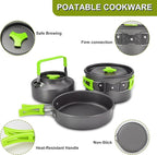 Camping Cooking Cookware Mess Kit - Non-Stick Lightweight Pot Pan Kettle Set with Collapsible Pour Over Coffee Dripper, Outdoor Kitchen Cook Essentials Gear for Camping Hiking Picnic