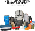 Hiking Backpack for Men and Women, 30L Waterproof Camping Backpack with 3L Water Bladder and Rain Cover, Lightweight Outdoor Sport Travel Daypack Rucksack for Climbing Cycling (Light gray)