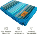 Alpaca Wool Blanket - Queen Size Bed Throw & Warm, Lightweight, Couch or Camp - Outdoor - 87 x 64 Inches (Light Turquoise)