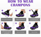 Crampons Ice Cleats Traction Snow Grips for Boots Shoes Women Men Anti Slip 19 Stainless Steel Spikes Safe Protect for Hiking Fishing Walking Climbing Mountaineering
