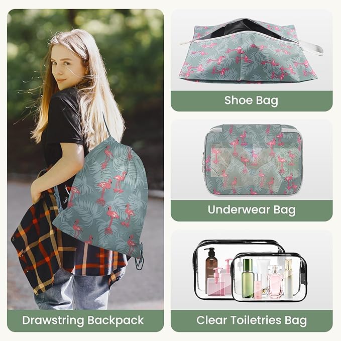 10 Set Compression Packing Cubes, Lightweight Travel Essentials, Stretchable Expandable Storage Bags, Compression Bags for Travel Accessories Luggage Storage Set (Green, 10 set)